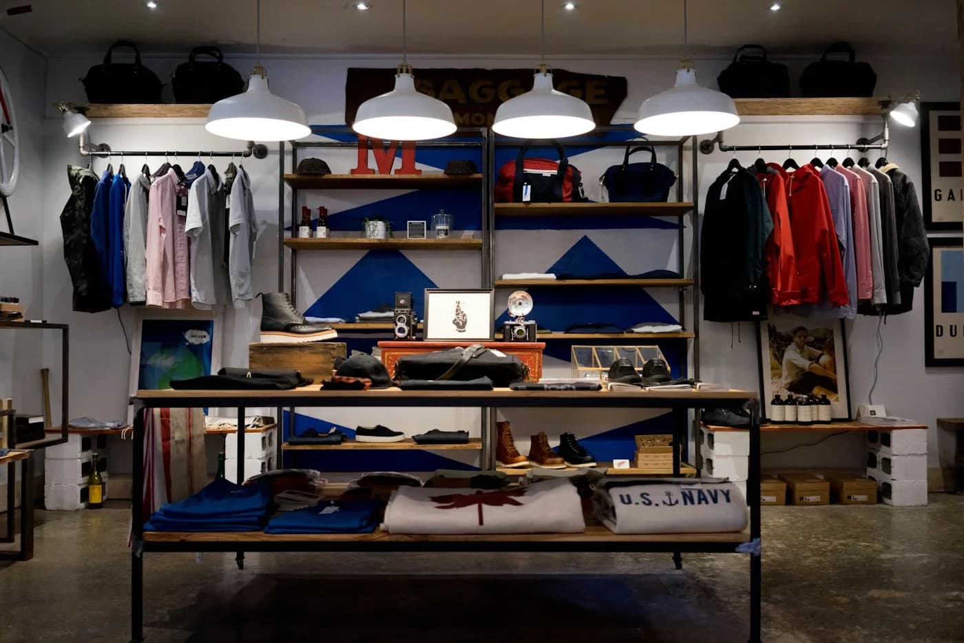 Retail shop with wide storefront display windows