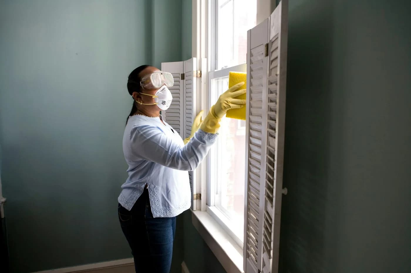 Technician working at a window opening
