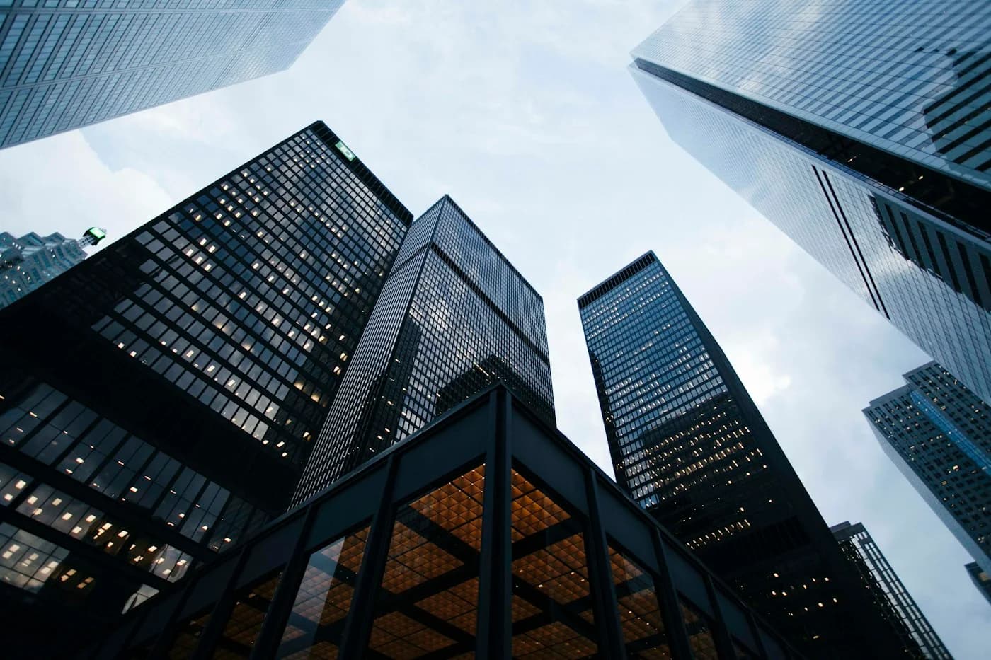 High-rise commercial tower with curtain-wall glass