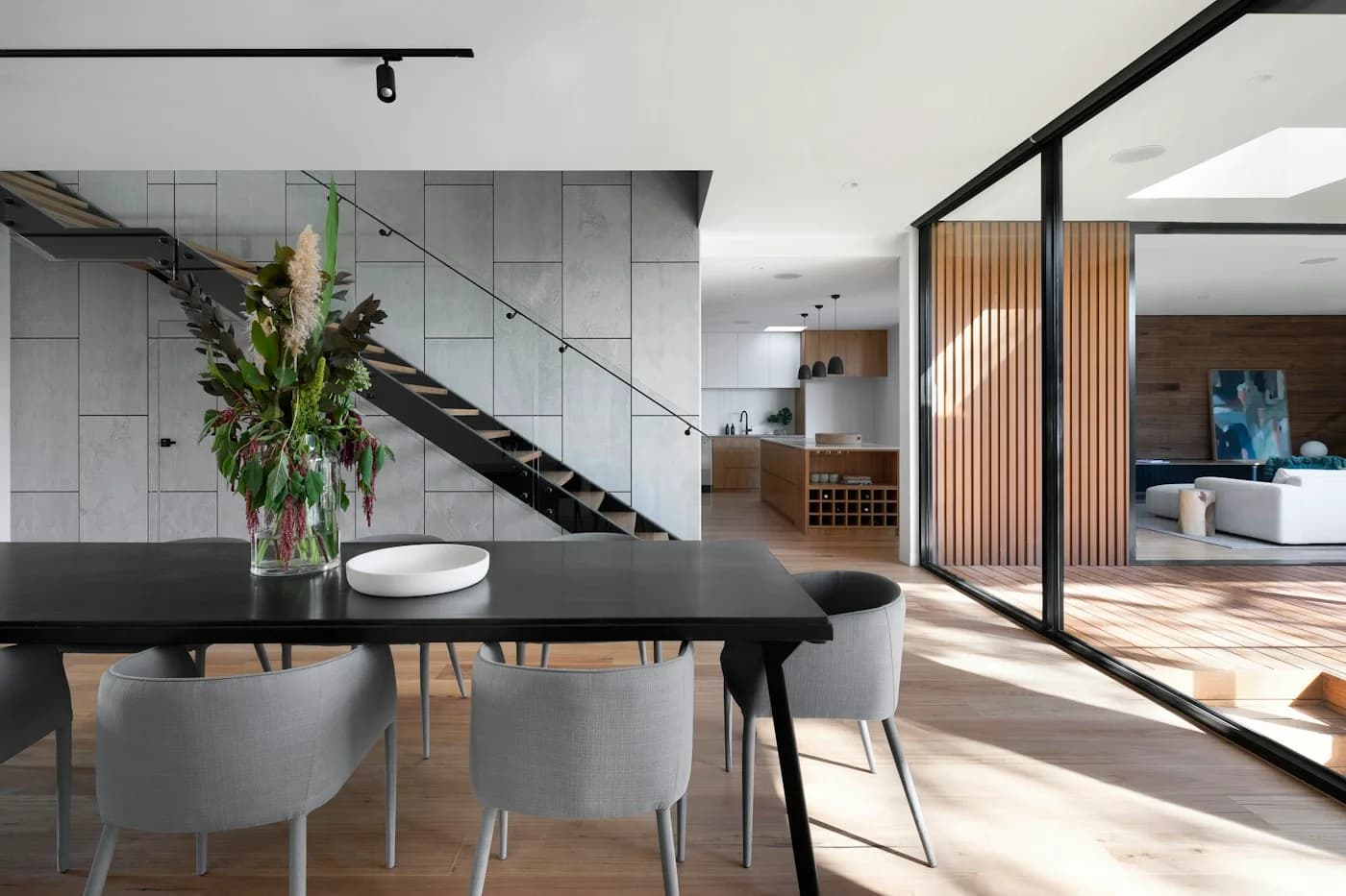 Modern space with floor-to-ceiling glass panels